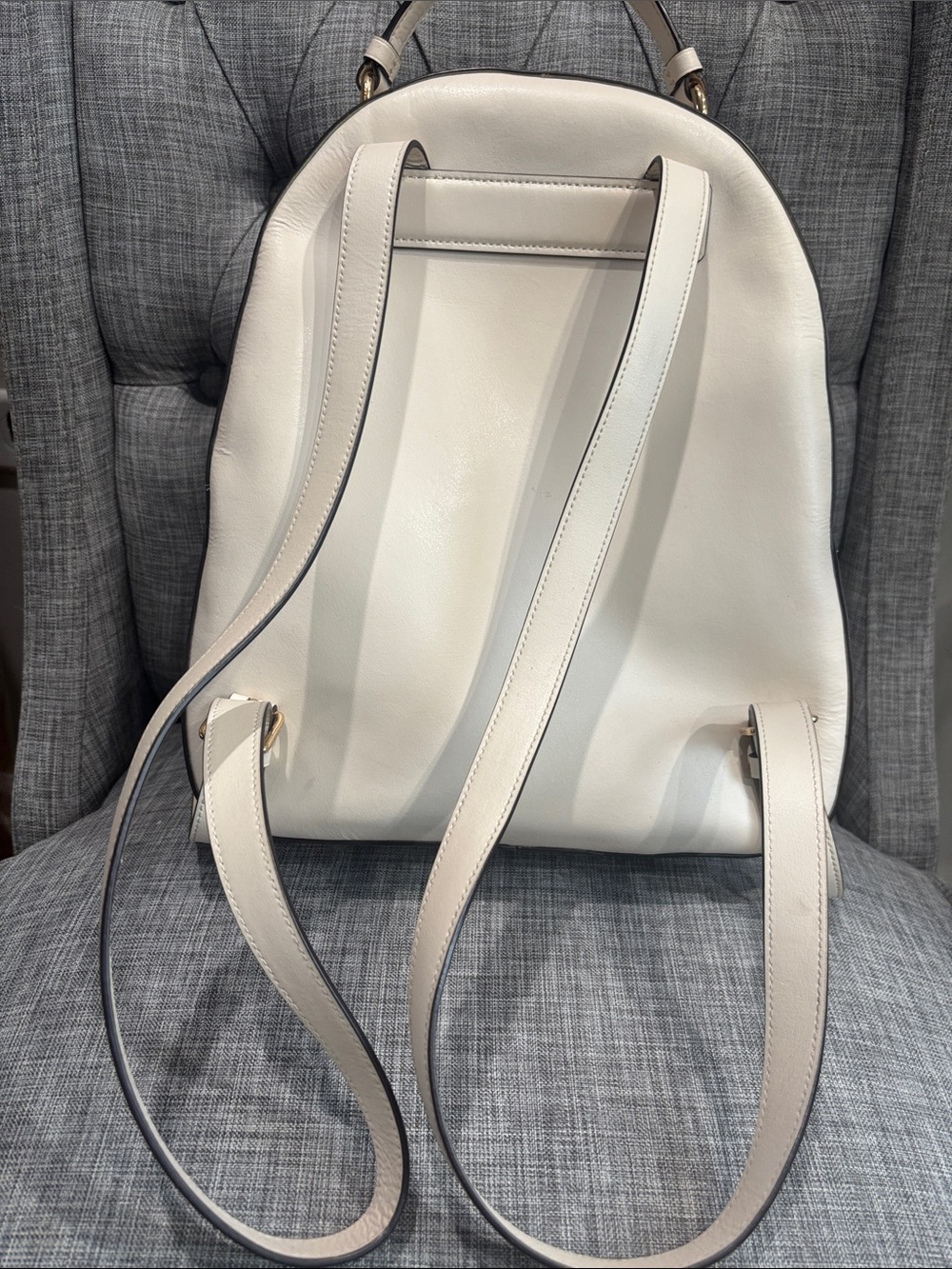 Coach Cream Perforated Signature Leather Backpack with Gold Hardware - Picture 3 of 10